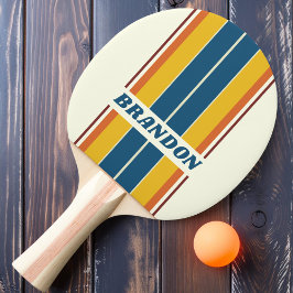 Raquete De Ping Pong Listras de Cinco Tábuas Vintage com Nome
