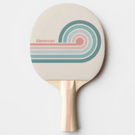 Raquete De Ping Pong Listras de Concha Marinha Suave Vintage com Nome