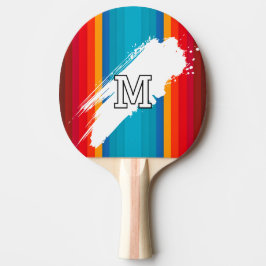 Raquete De Ping Pong Listras de cores vivas com Ping Pong Monograma