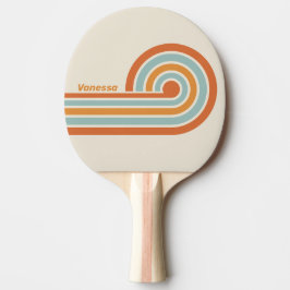 Raquete De Ping Pong Listras de Curls de Flor do Deserto Vintage com No