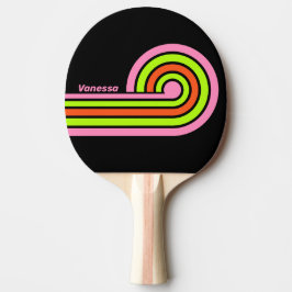 Raquete De Ping Pong Listras de Curls Rosa e HI-VIS com Nome