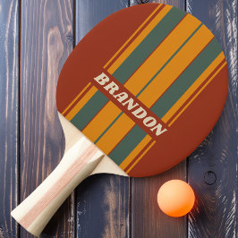 Raquete De Ping Pong Listras de Faixa de Placa de Ferrugem Laranja Retr