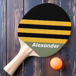 Raquete De Ping Pong Listras de Luz Noturna Azeitona Esportiva com Nome
