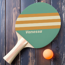 Raquete De Ping Pong Listras de Musgo Retrô com Nome