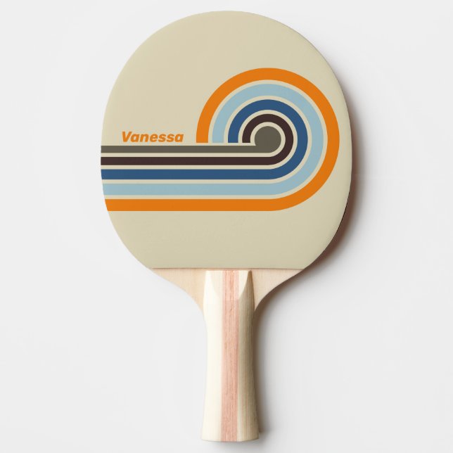Raquete De Ping Pong Listras de Ondas com Degrade Butternut e Nome (Frente)