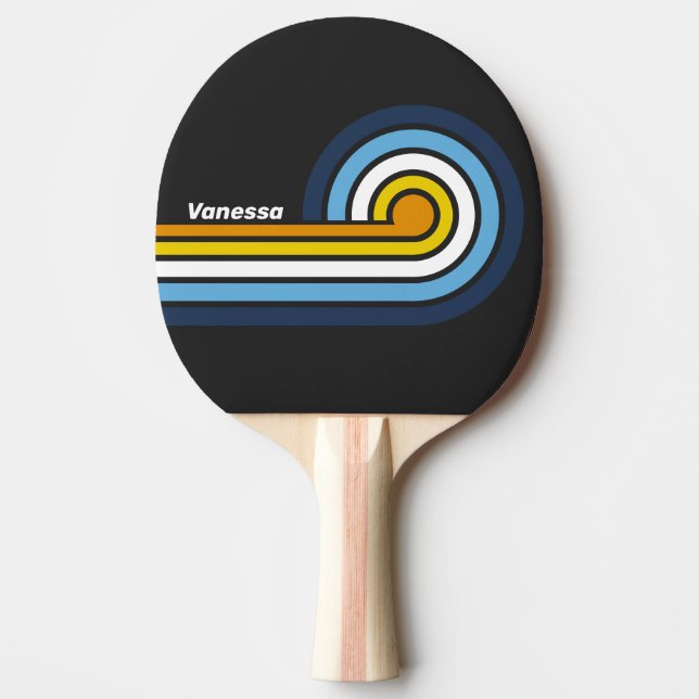 Raquete De Ping Pong Listras de Ondas Crepusculares com Nome (Frente)
