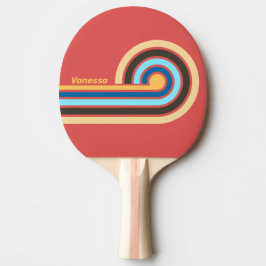 Raquete De Ping Pong Listras de Ondas Retro Murmur com Nome