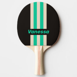 Raquete De Ping Pong Listras de Pino de Hortelã da Meia-Noite Retro com