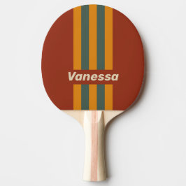Raquete De Ping Pong Listras de Pino Ferrugem Laranja Retrô com Nome