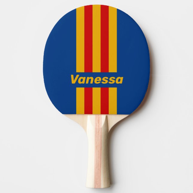 Raquete De Ping Pong Listras de Pino Retro Quentinhas com Nome (Frente)