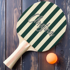 Raquete De Ping Pong Listras de Polo de Meados do Século Pintadas de Ve