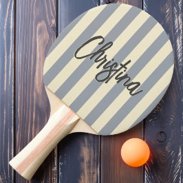 Raquete De Ping Pong Listras de Polo Meados do Século Cinza-Rocha Pinta