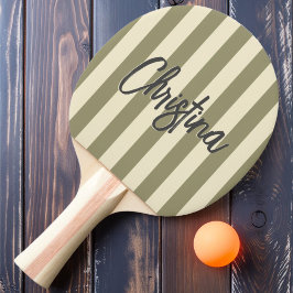 Raquete De Ping Pong Listras de Polo Meados do Século Nome Pintado de P