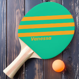 Raquete De Ping Pong Listras de Ponche Tropical Retrô com Nome