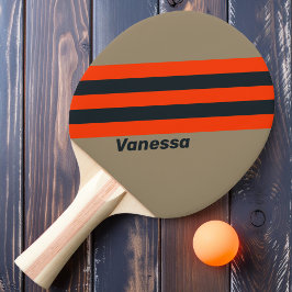 Raquete De Ping Pong Listras de Prado do Deserto Retro com Nome
