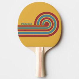 Raquete De Ping Pong Listras de Semente de Mostarda Retro com Nome