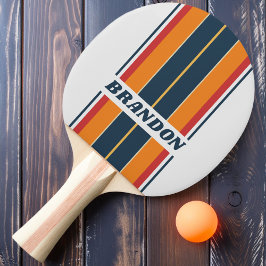 Raquete De Ping Pong Listras de Tábua Arco-íris Desbotadas Vintage com 
