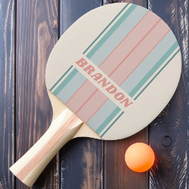 Raquete De Ping Pong Listras de Tábua de Conchas Macias Vintage com Nom