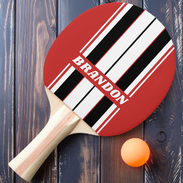 Raquete De Ping Pong Listras de Tábua de Zebra Urbana Retro com Nome
