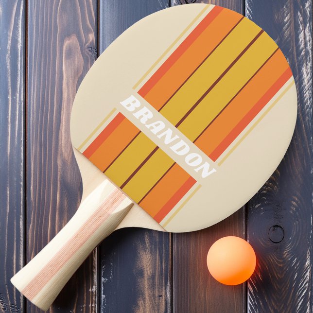 Raquete De Ping Pong Listras de Tábua Retro com Nome (Criador carregado)