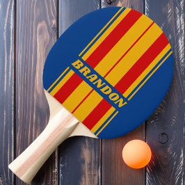 Raquete De Ping Pong Listras de Tábua Retro Quentinhas com Nome