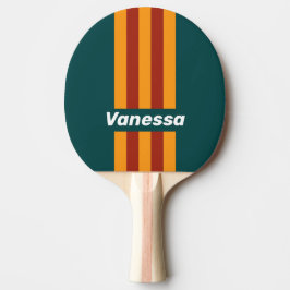 Raquete De Ping Pong Listras de Traço com Nome em um Fundo Retro Escuro