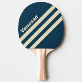 Raquete De Ping Pong Listras de Três Ângulos Retro Navy Fade com Nome