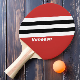 Raquete De Ping Pong Listras de Zebra Urbana Retro com Nome