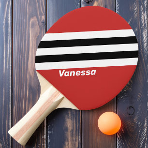 Raquete De Ping Pong Listras de Zebra Urbana Retro com Nome