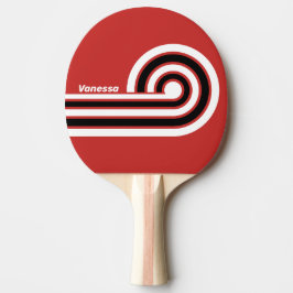 Raquete De Ping Pong Listras de Zebra Urbanas Retrô com Nome