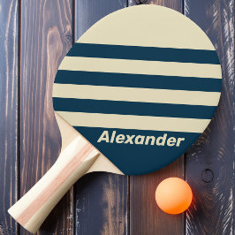 Raquete De Ping Pong Listras Desbotadas Esportivas Navais Vintage com N