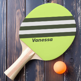 Raquete De Ping Pong Listras Desbotadas Retro com Nome