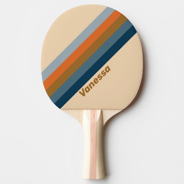 Raquete De Ping Pong Listras do Horizonte Índigo com Nome (Frente)