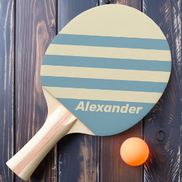 Raquete De Ping Pong Listras do Oceano Esportivo Vintage com Nome