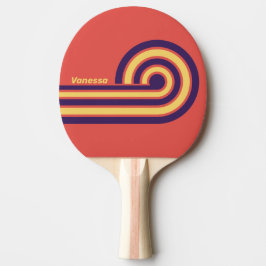 Raquete De Ping Pong Listras do Pôr do Sol do Surf Retro com Nome
