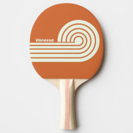 Raquete De Ping Pong Listras Duplas em Cabelo Ondulado Laranja Retrô co