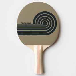 Raquete De Ping Pong Listras Duplas em Cabelo Ondulado no Deserto Retro