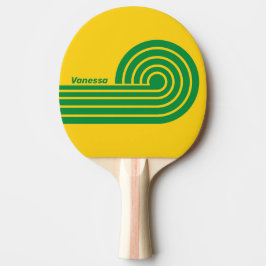 Raquete De Ping Pong Listras Duplas em Cacho de Banana Tropical Retro c