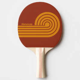 Raquete De Ping Pong Listras Duplas em Carga com Nome em Laranja Retrô