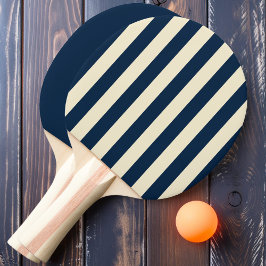 Raquete De Ping Pong Listras e Sólido em Azul Marinho Polo