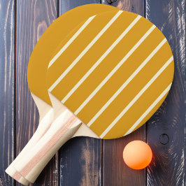 Raquete De Ping Pong Listras e Sólido em Botão de Ouro Queimado