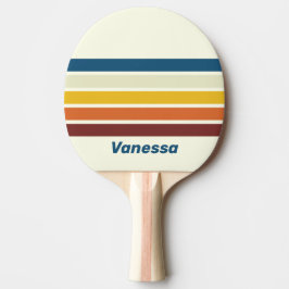 Raquete De Ping Pong Listras em Cinco Faixas Vintage com Nome