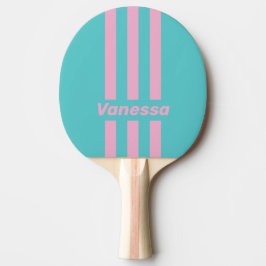 Raquete De Ping Pong Listras Finas do Retro South Beach com Nome