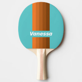 Raquete De Ping Pong Listras Finas em Azul Turquesa Desértico com Nome
