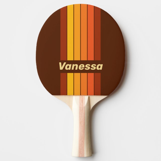 Raquete De Ping Pong Listras Finas em Estilo Clássico com Nome (Frente)