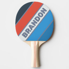 Raquete De Ping Pong Listras Grossas Vintage Escuro com Nome