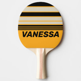Raquete De Ping Pong Listras Horizontais do Besouro Retrô com Nome