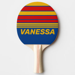 Raquete De Ping Pong Listras Horizontais Quentes e Retrô com Nome