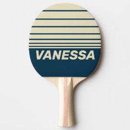 Raquete De Ping Pong Listras Horizontais Triplas Desbotadas da Marinha 