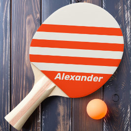 Raquete De Ping Pong Listras Laranja Pôr do Sol Esportivo Vintage com N